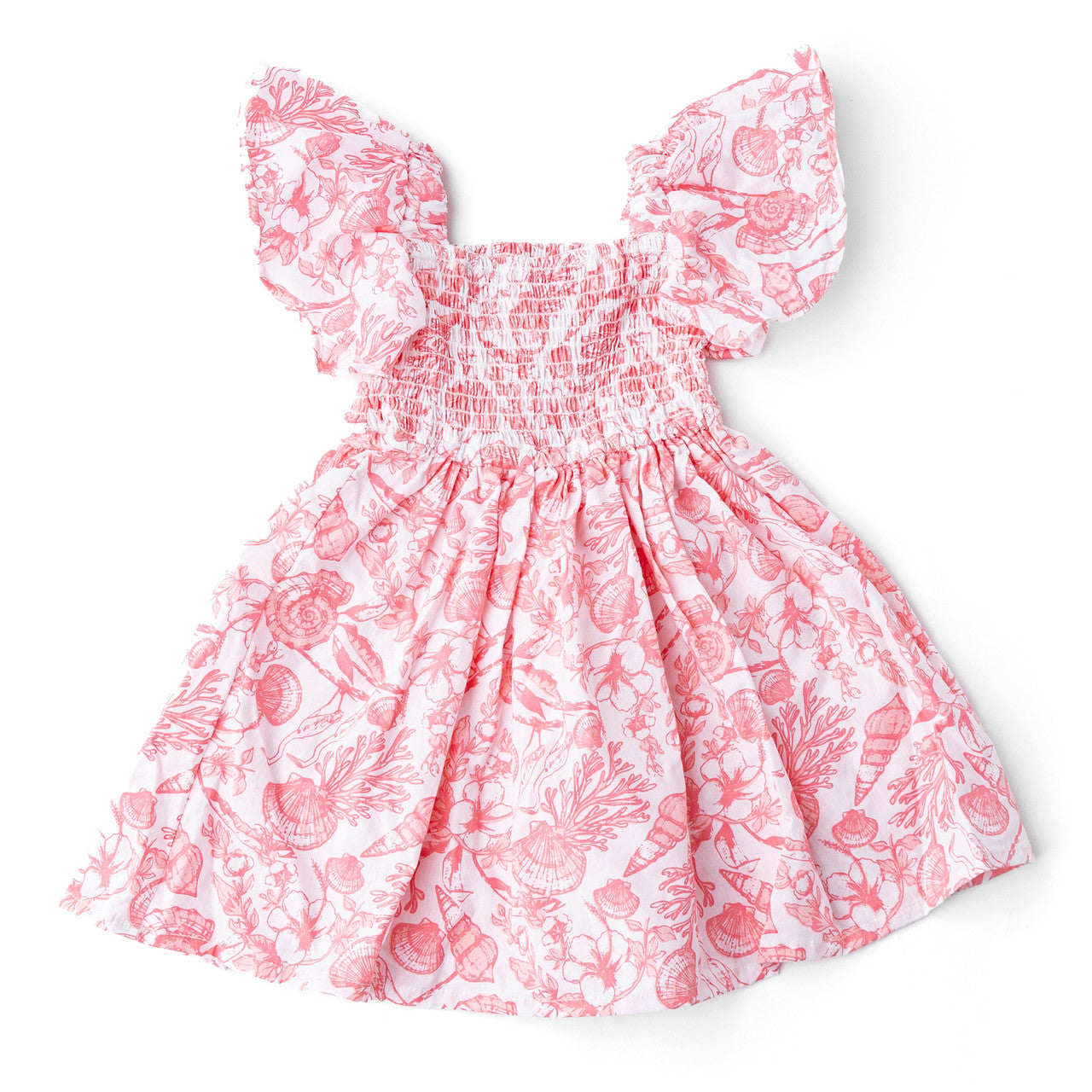 Shade Critters Seaside Toile Smocked Dress Coral