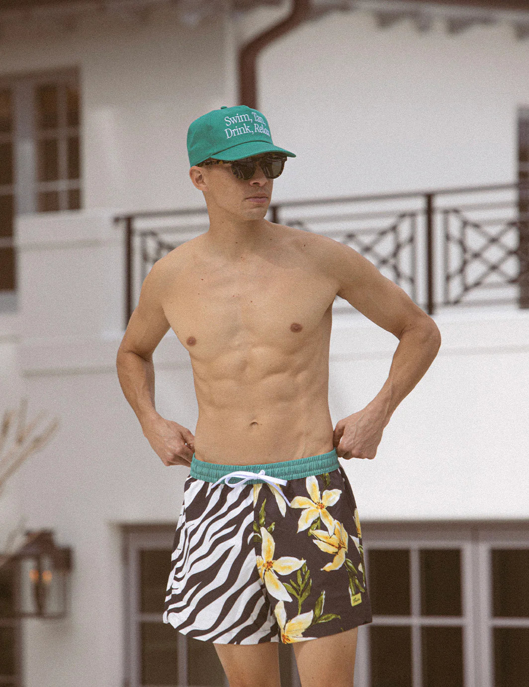 Duvin Flower Zebra Swim Short