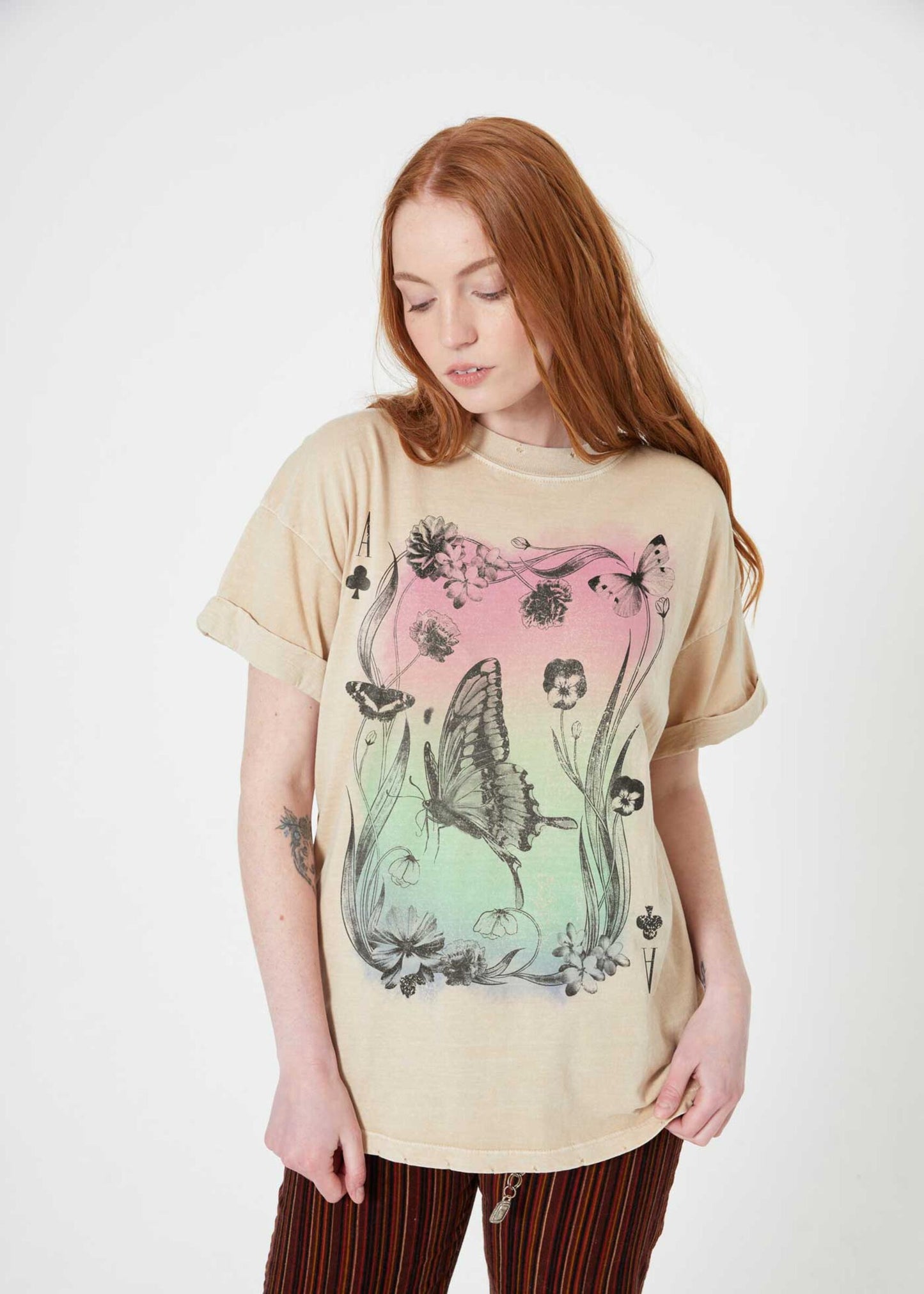 Girl Dangerous Butterfly Card Graphic Tee