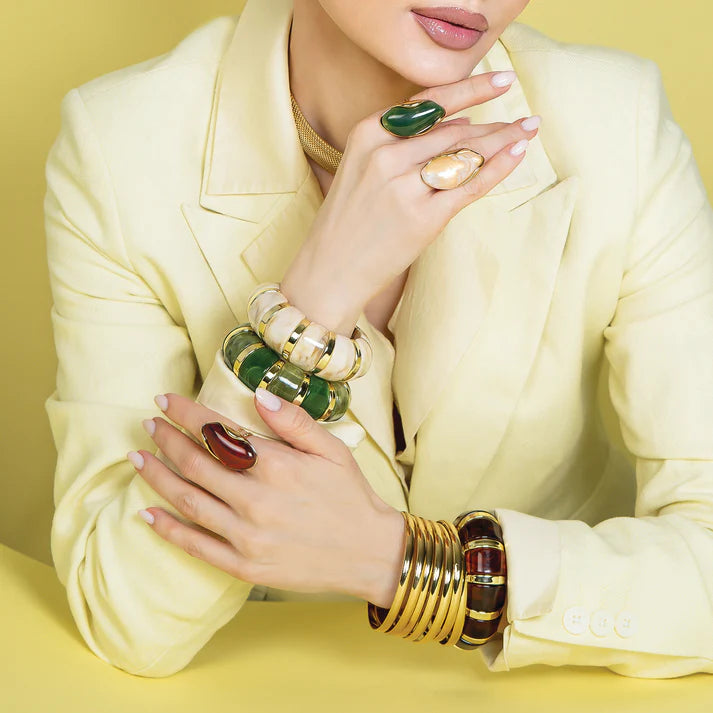 Resin Stretch Bracelet Green