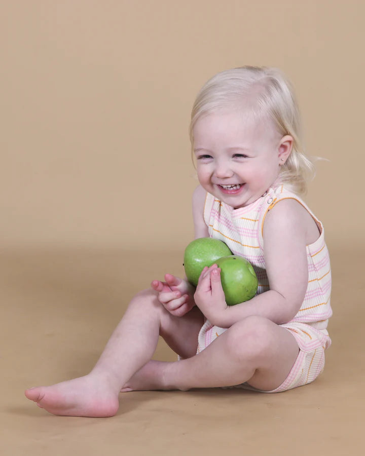 Tiny Tribe Sorbet Stripe Retro Rib Romper