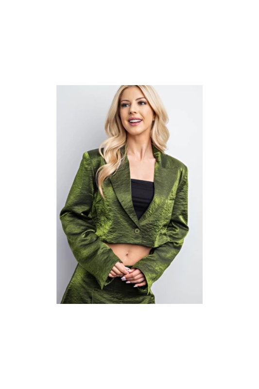 Alicia Olive Crop Jacket