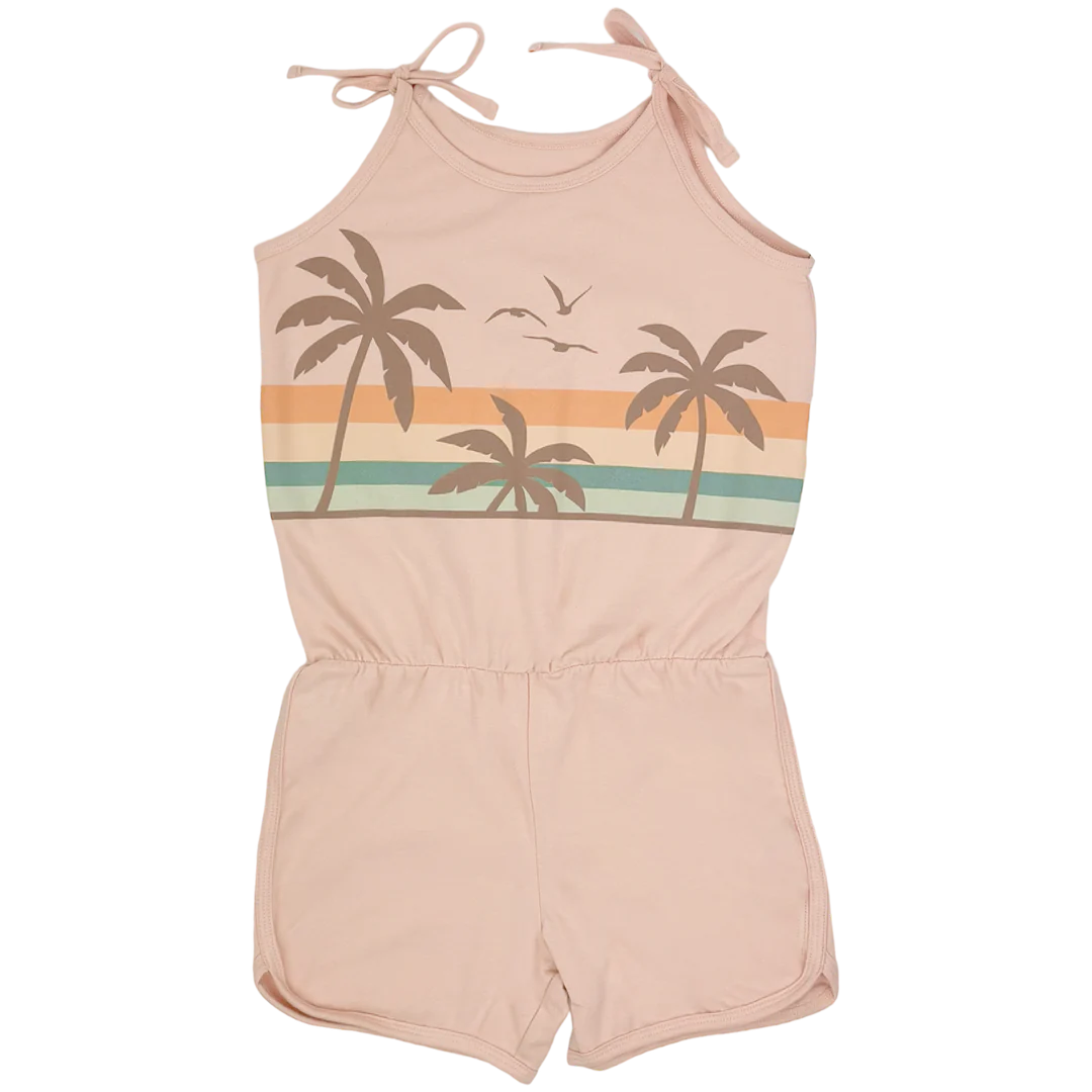 Tiny Whales Vacation Romper Faded Pink