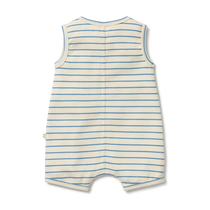 Load image into Gallery viewer, Wilson &amp;amp; Frenchy Petite Blue Organic Henley Growsuit
