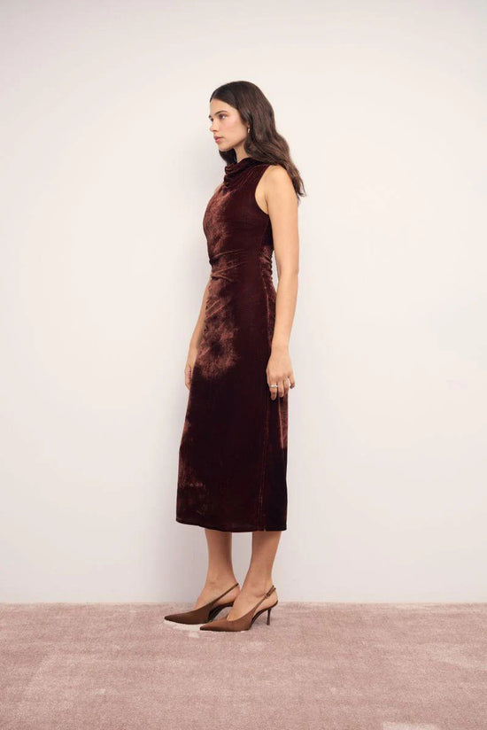 MINKPINK Sonja Midi Velvet Chocolate Dress