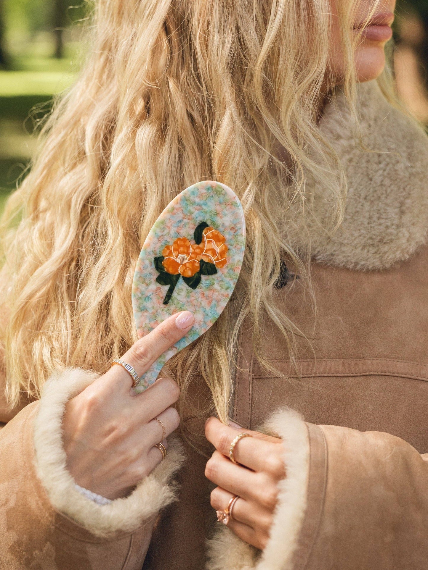Solar Eclipse Hand-Painted Orange Vintage Poppy Brush