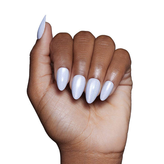 Glamnetic Frozen Press-On Nails|Pale Icy Blue Shimmer| Almond Shape