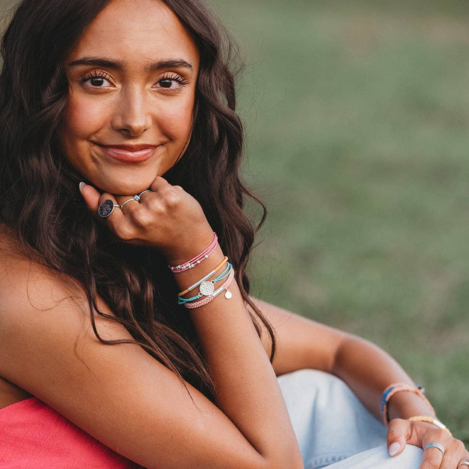 K'lani "Embrace" Bright Pastels with Silver Sea Turtle Charm Hair Tie Bracelets