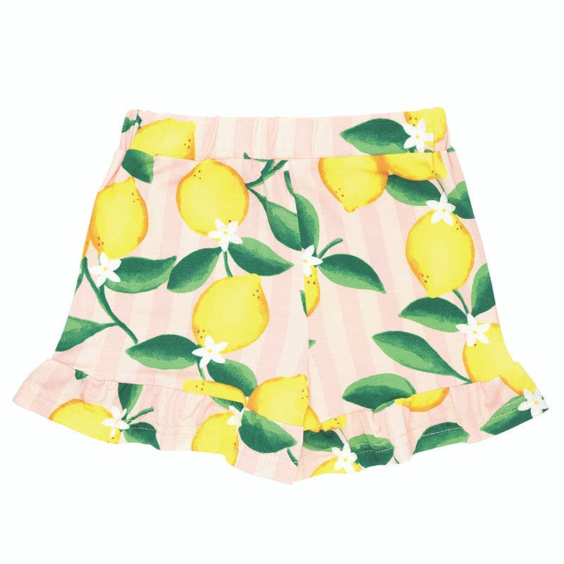 Shorts Ruffle Set - Pink Stripes + Lemons