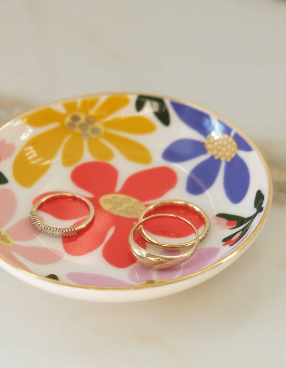 Porcelain Trinket Dish Primary Blooms