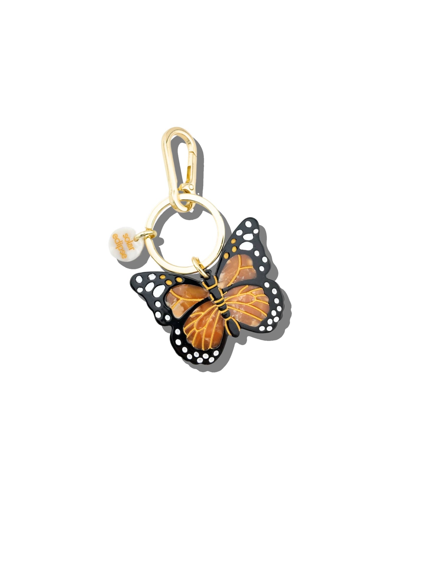 Solar Eclipse Hand-painted Monarch Butterfly Bag Charm + Keychain