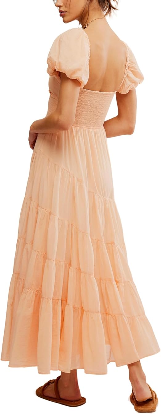 Free People Sundrenched Maxi Dress Almost Apricot