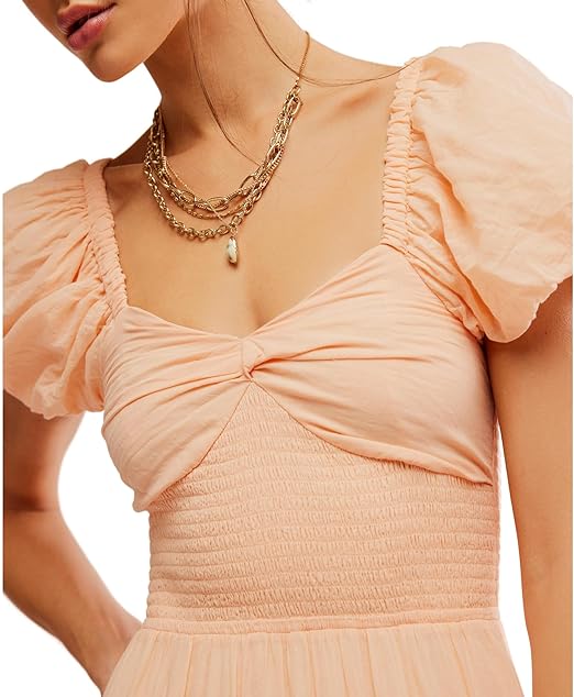 Free People Sundrenched Maxi Dress Almost Apricot