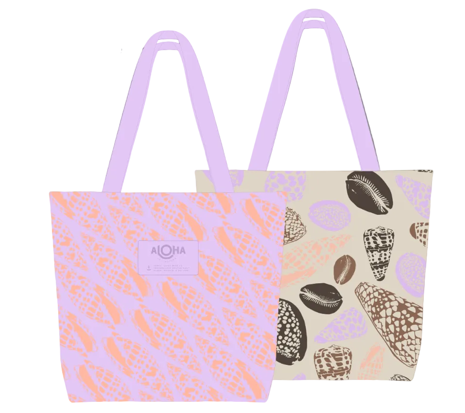 Aloha Collection Miter Lineup Reversible Tote Nectarine/Lavender