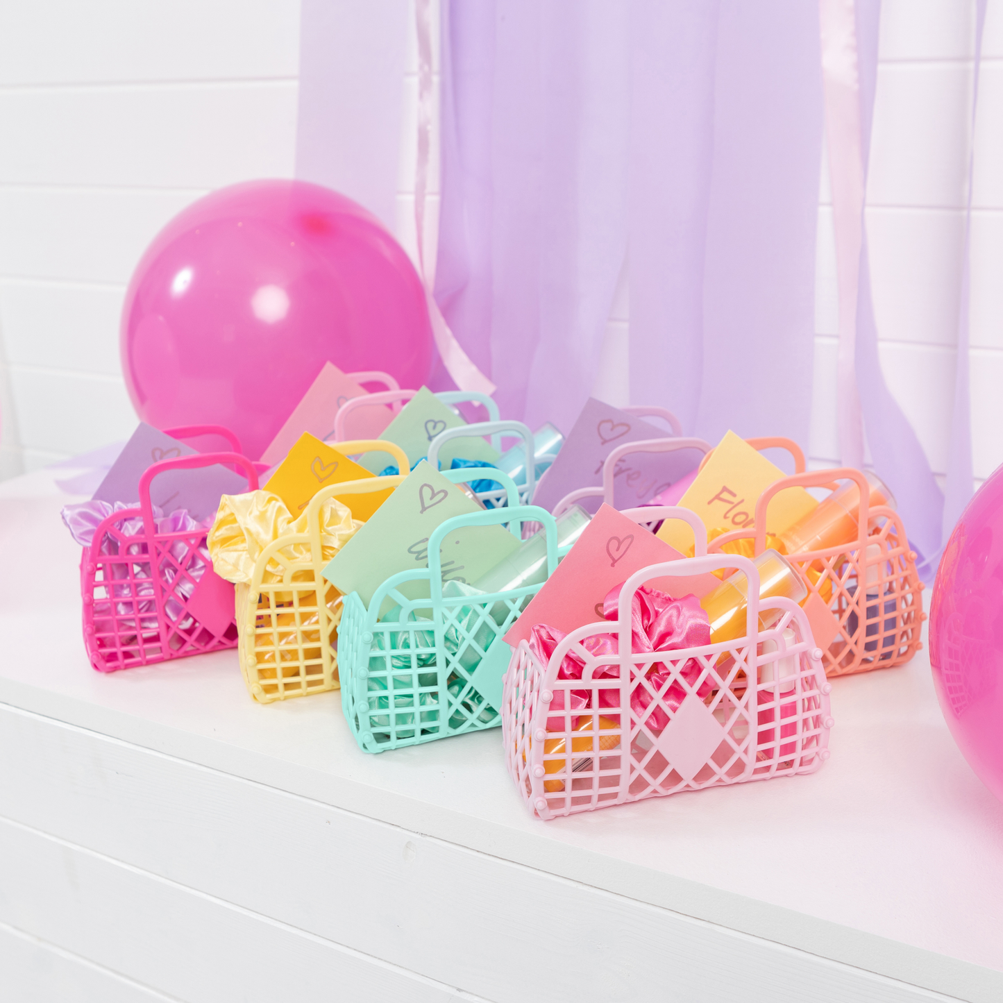 Sun Jellies Retro Basket Jelly Bag - Mini: Blush Pink