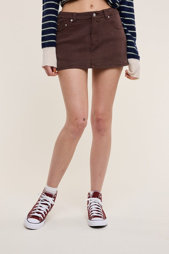 Trish Denim Mini Skort Dark Oak