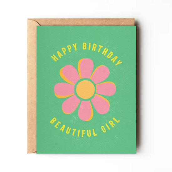Happy Birthday Beautiful Girl - Hippie Birthday Card