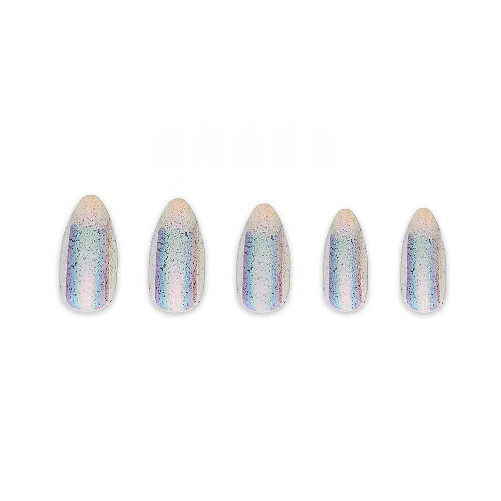 Glamnetics Stardust Press-On Nails| Clear Holographic Finish| Almond