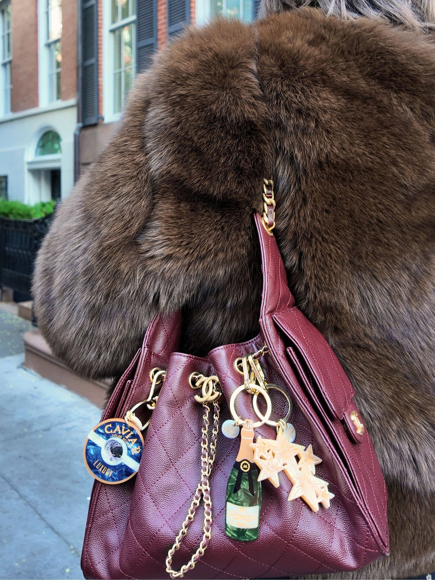 Solar Eclipse Champagne Bag Charm + Keychain