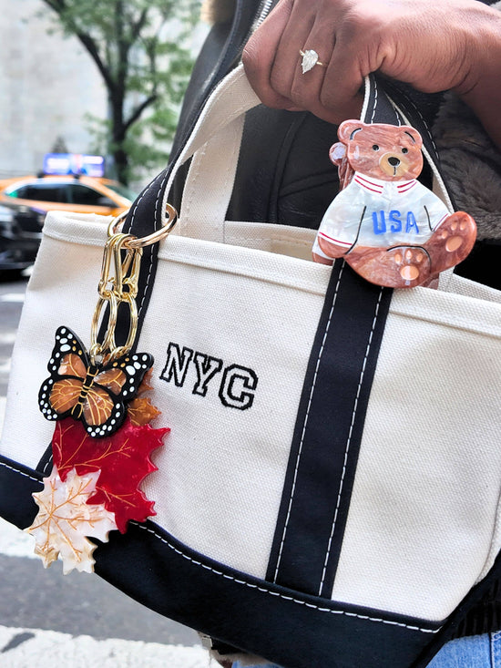 Solar Eclipse Hand-painted Monarch Butterfly Bag Charm + Keychain