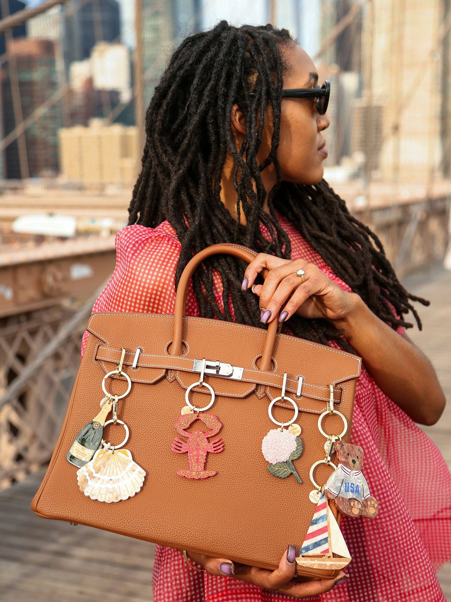 Solar Eclipse Hand-painted Lobster Bag Charm + Keychain