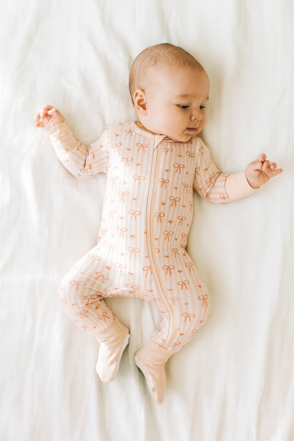 Bow Stripe Bamboo Baby Pajamas
