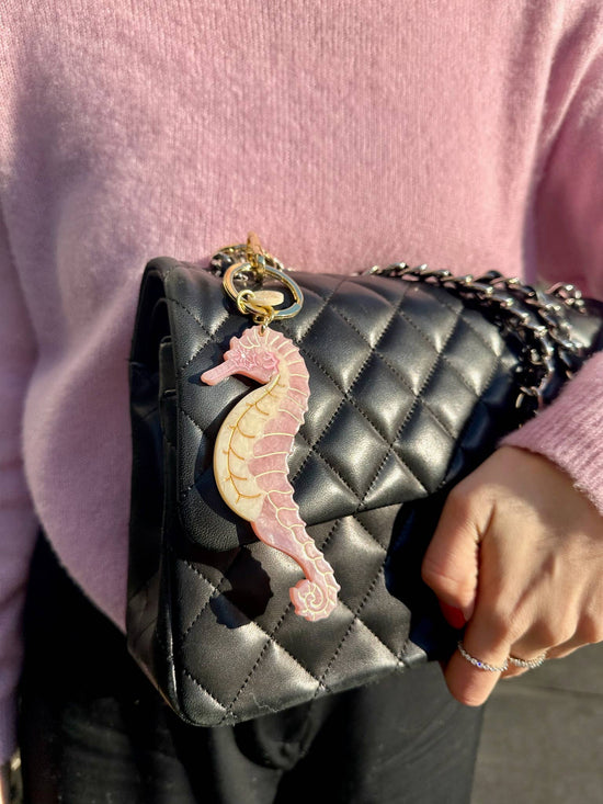 Solar Eclipse Hand-painted Seahorse Bag Charm + Keychain | Eco-Friendly