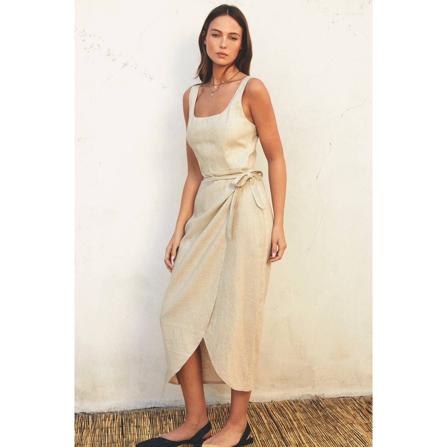 Tulip Hem Midi Wrap Dress
