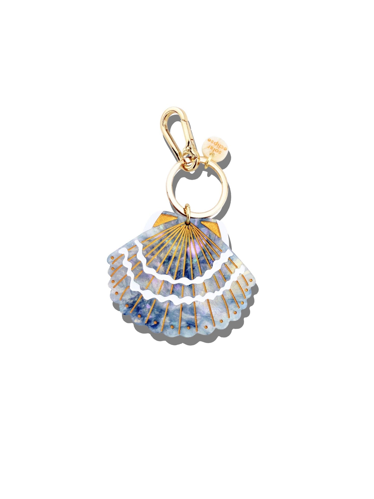 Solar Eclipse Hand-painted Seashell Bag Charm + Keychain