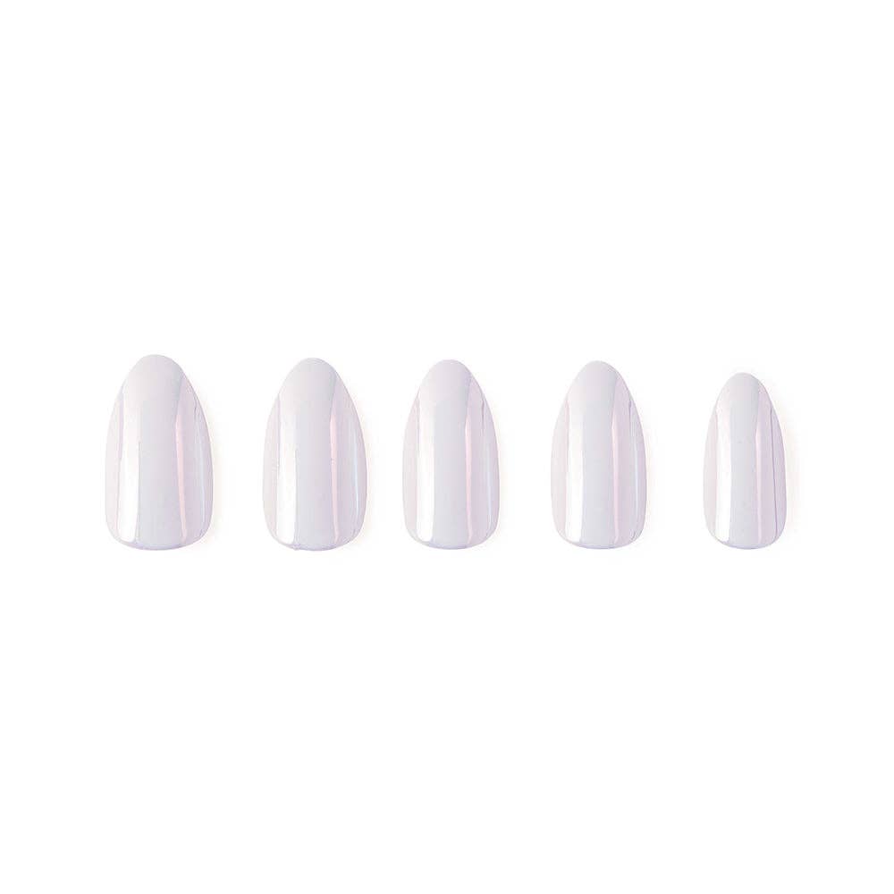 Glamnetic Moonlight Press-On Nails|Pearlescent White| Short Almond