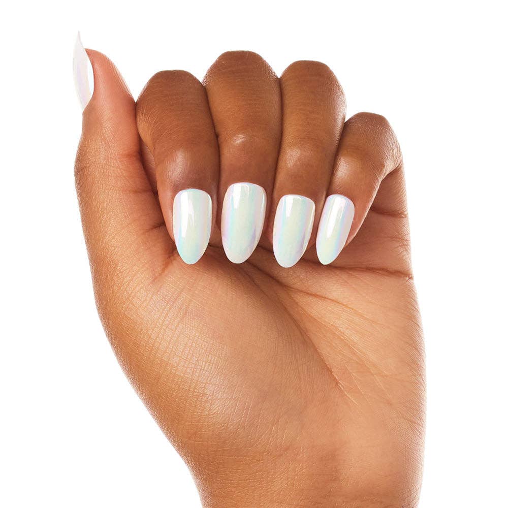 Glamnetic Moonlight Press-On Nails|Pearlescent White| Short Almond