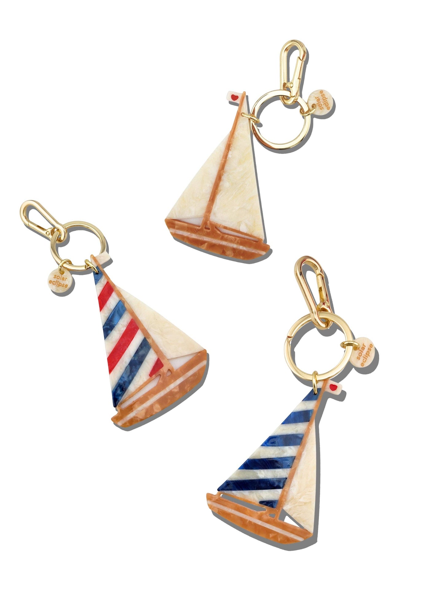 Solar Eclipse Hand-painted Sailboat Bag Charm + Keychain