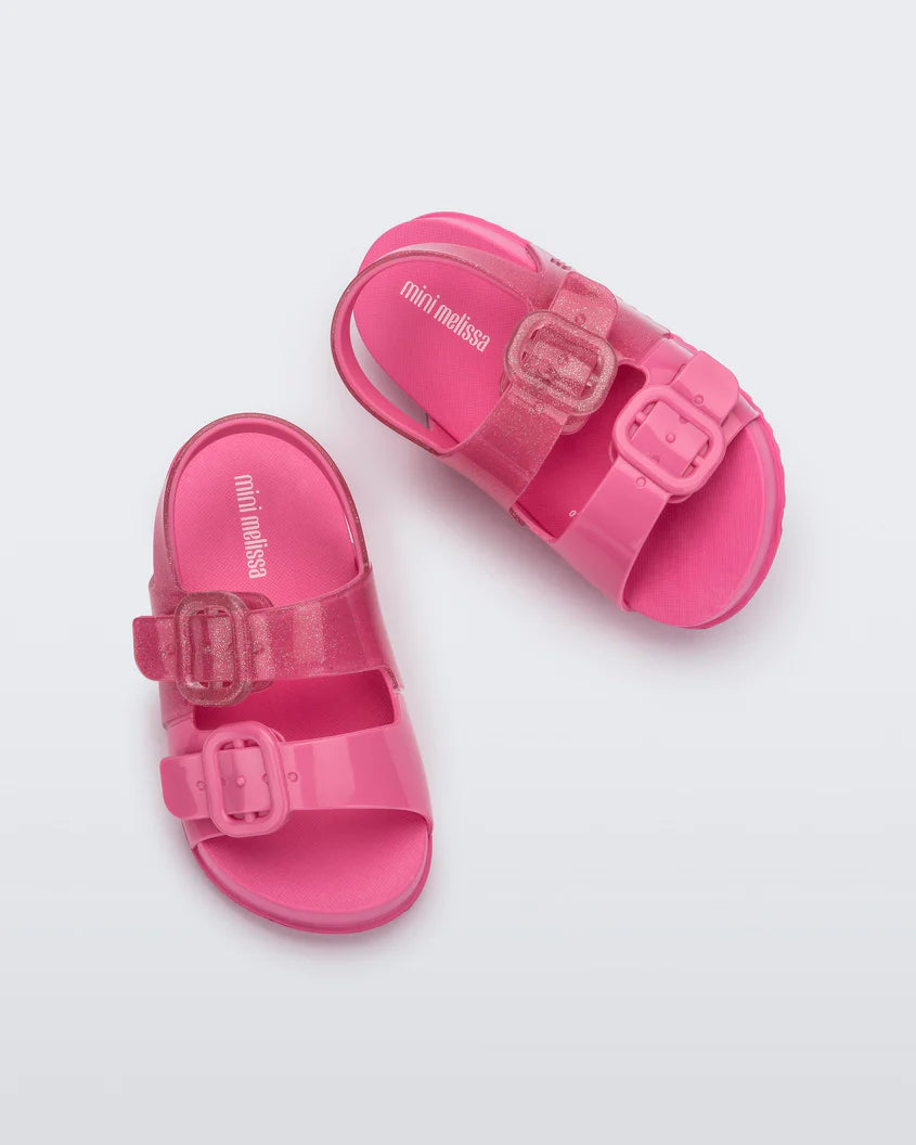 Load image into Gallery viewer, Mini Melissa Cozy Sandals Pink Glitter
