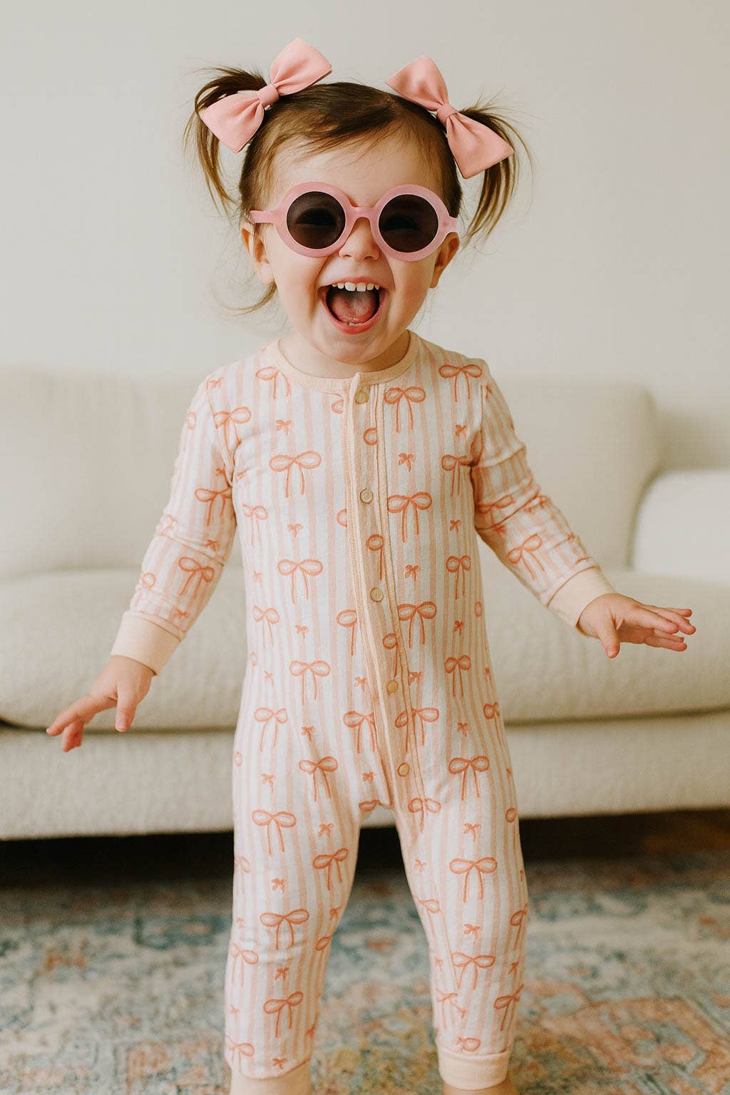 Bow Stripe Bamboo Baby Pajamas