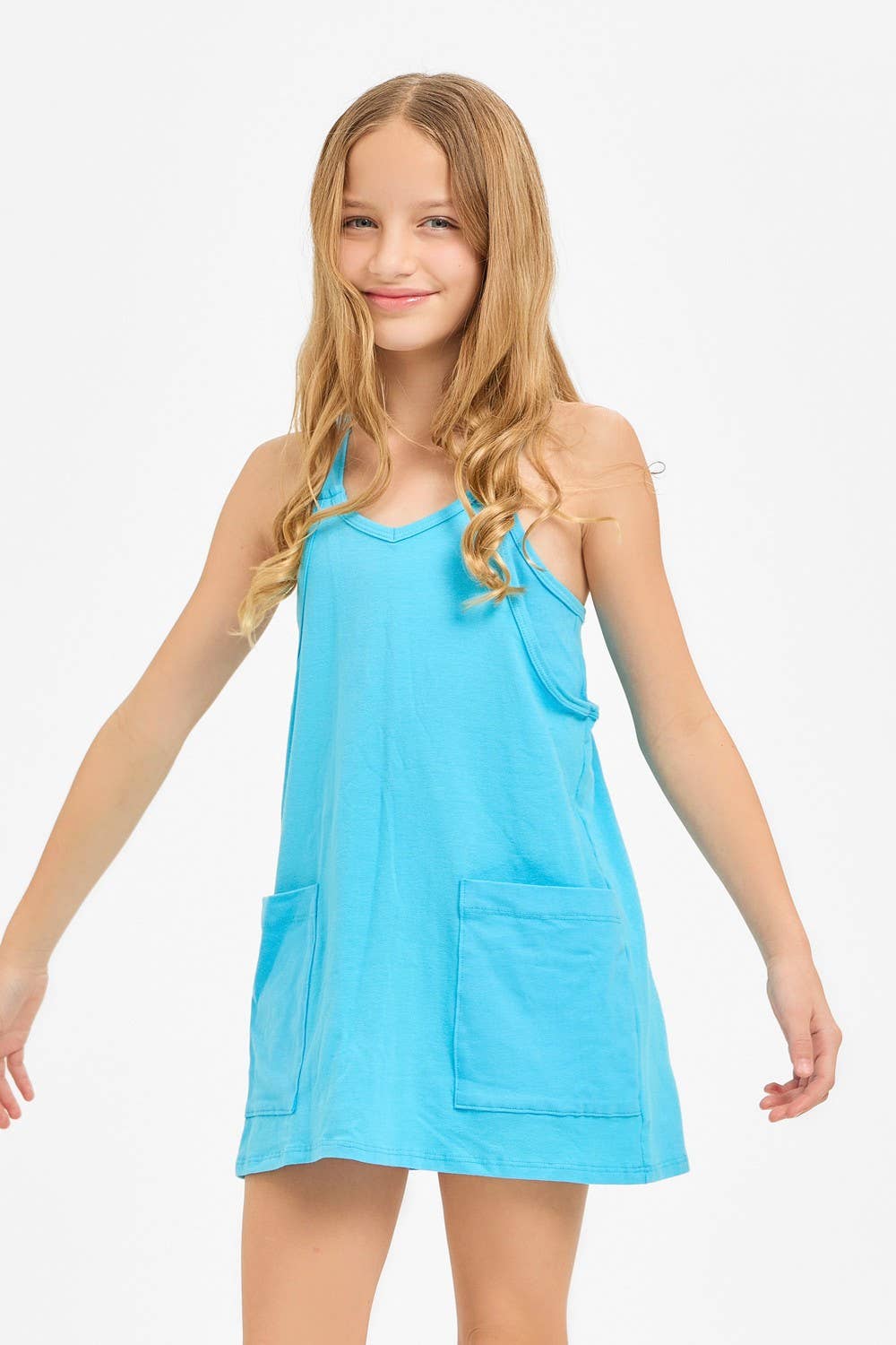 Kids Romper Dress Aqua