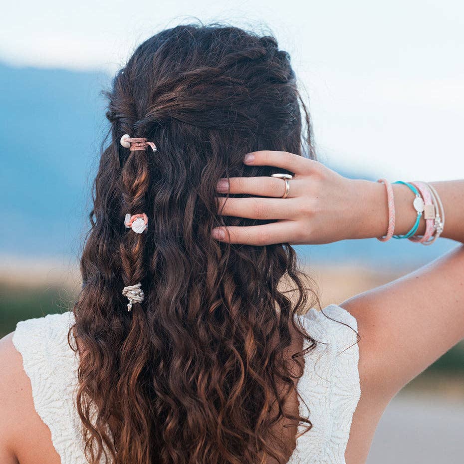 K'lani "Shimmer" Coral with Shell Hair Tie Bracelets