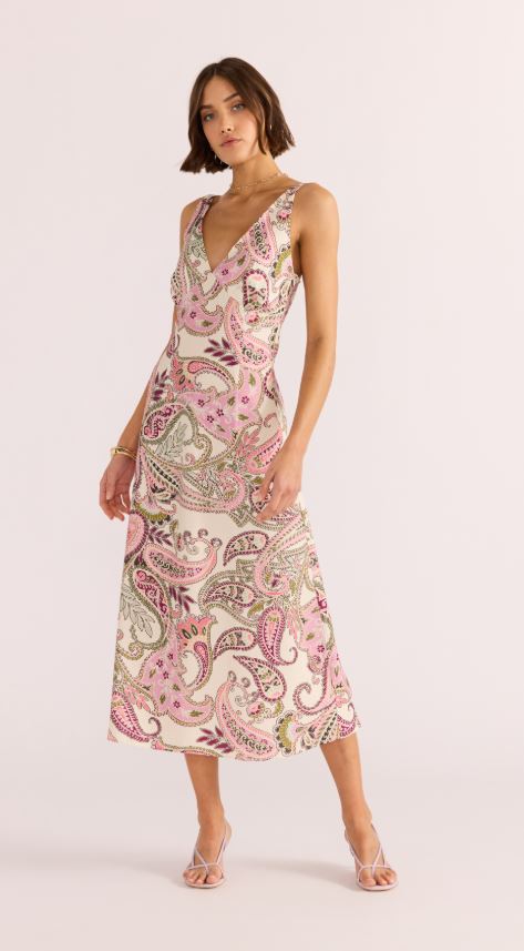 Minkpink Cadence Pink Paisley Slip Midi Dress Extra Small Minkpink Cadence Pink Paisley Slip Midi Dress Extra Small