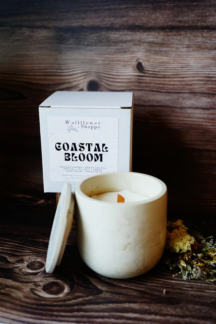 Wallflower Shoppe Concrete Candle Coastal Bloom