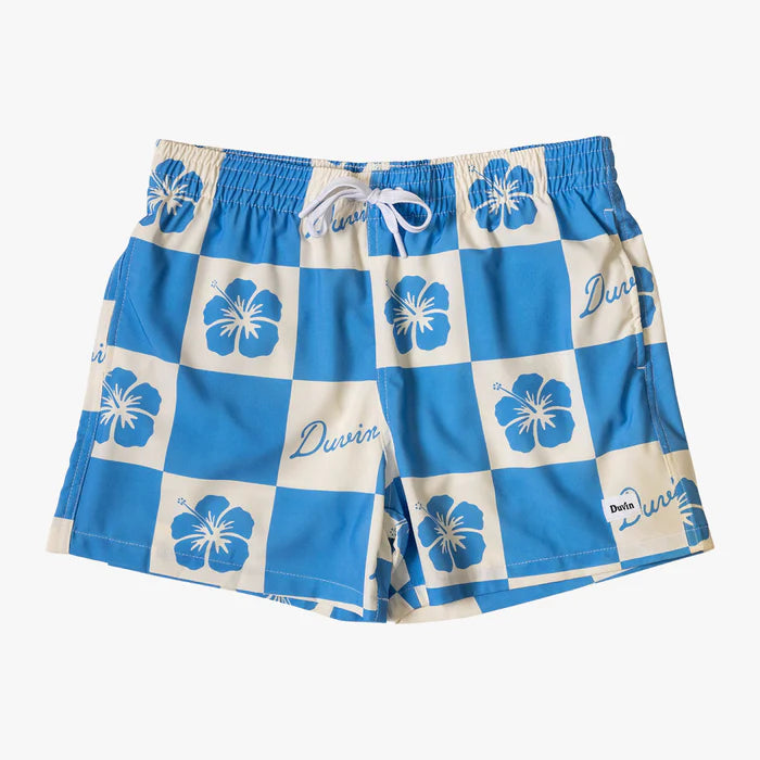 Duvin Checker Flower Swim Short Blue