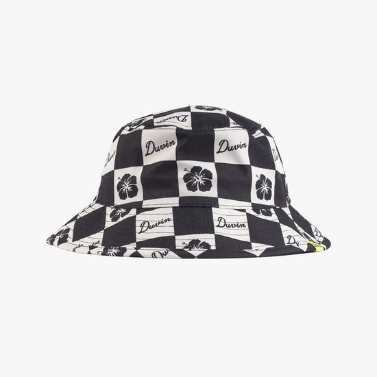 Duvin Checker Floral Bucket Hat Black