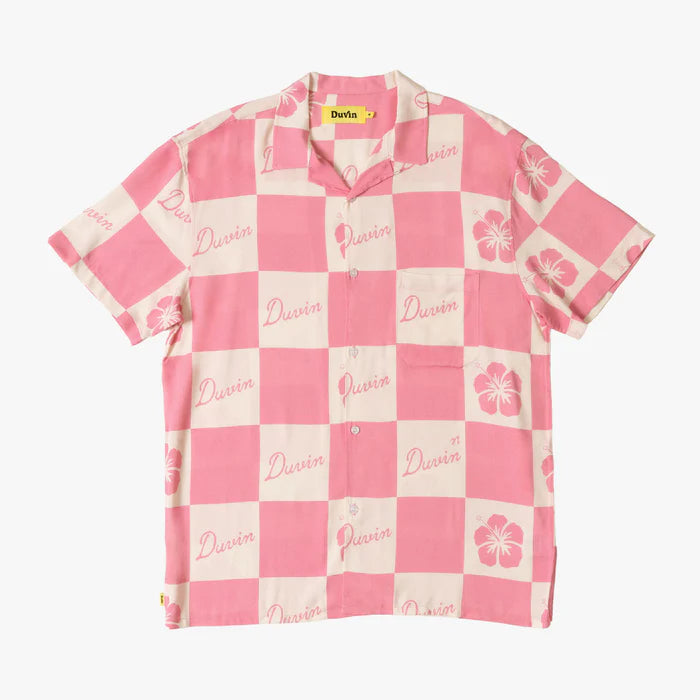 Load image into Gallery viewer, Duvin Checker Flower Buttonup Pink
