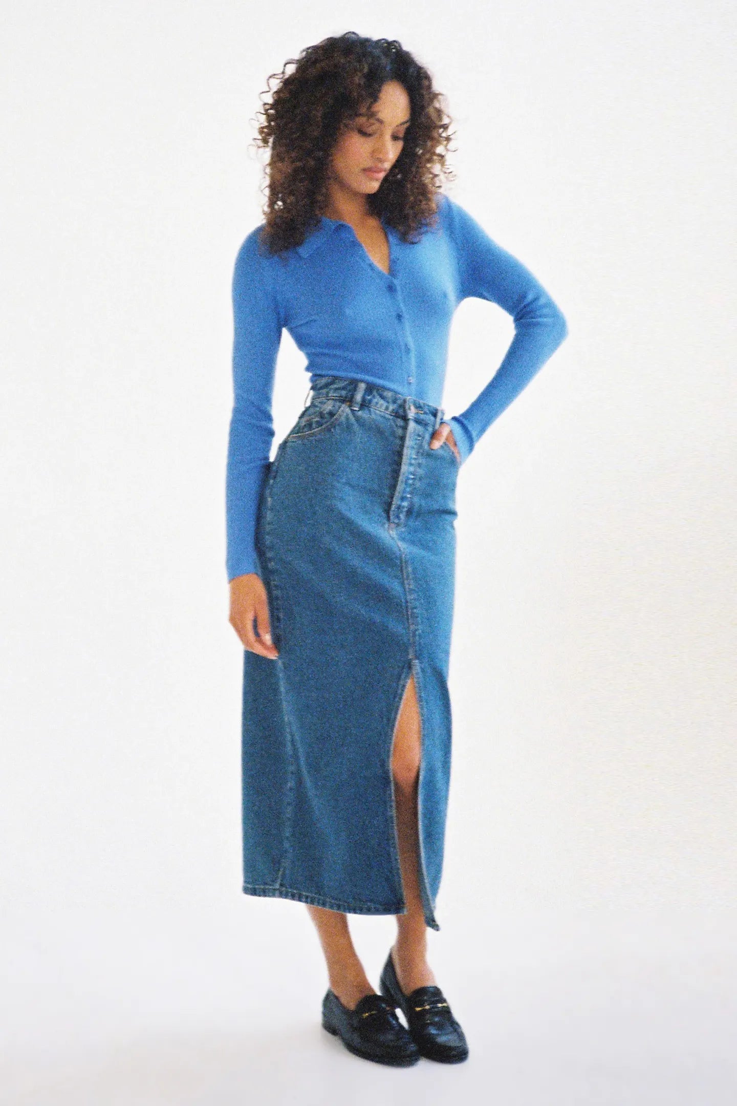 Load image into Gallery viewer, Rolla&amp;#39;s Chicago Skirt Lyocell Blue
