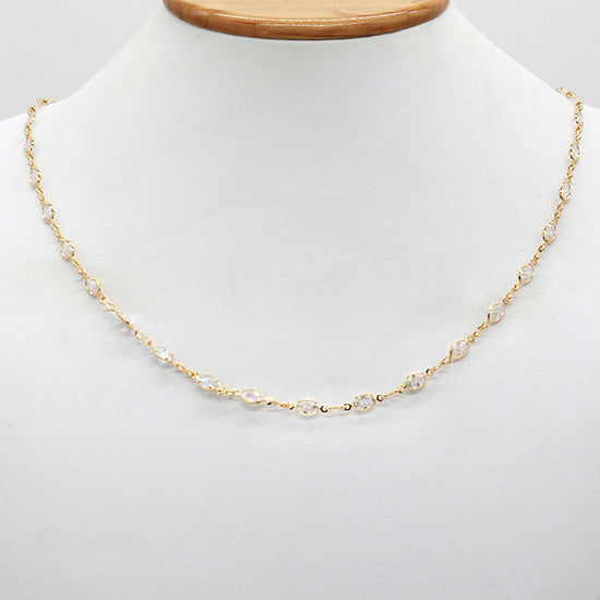 Bezel Oval Cubic Necklace