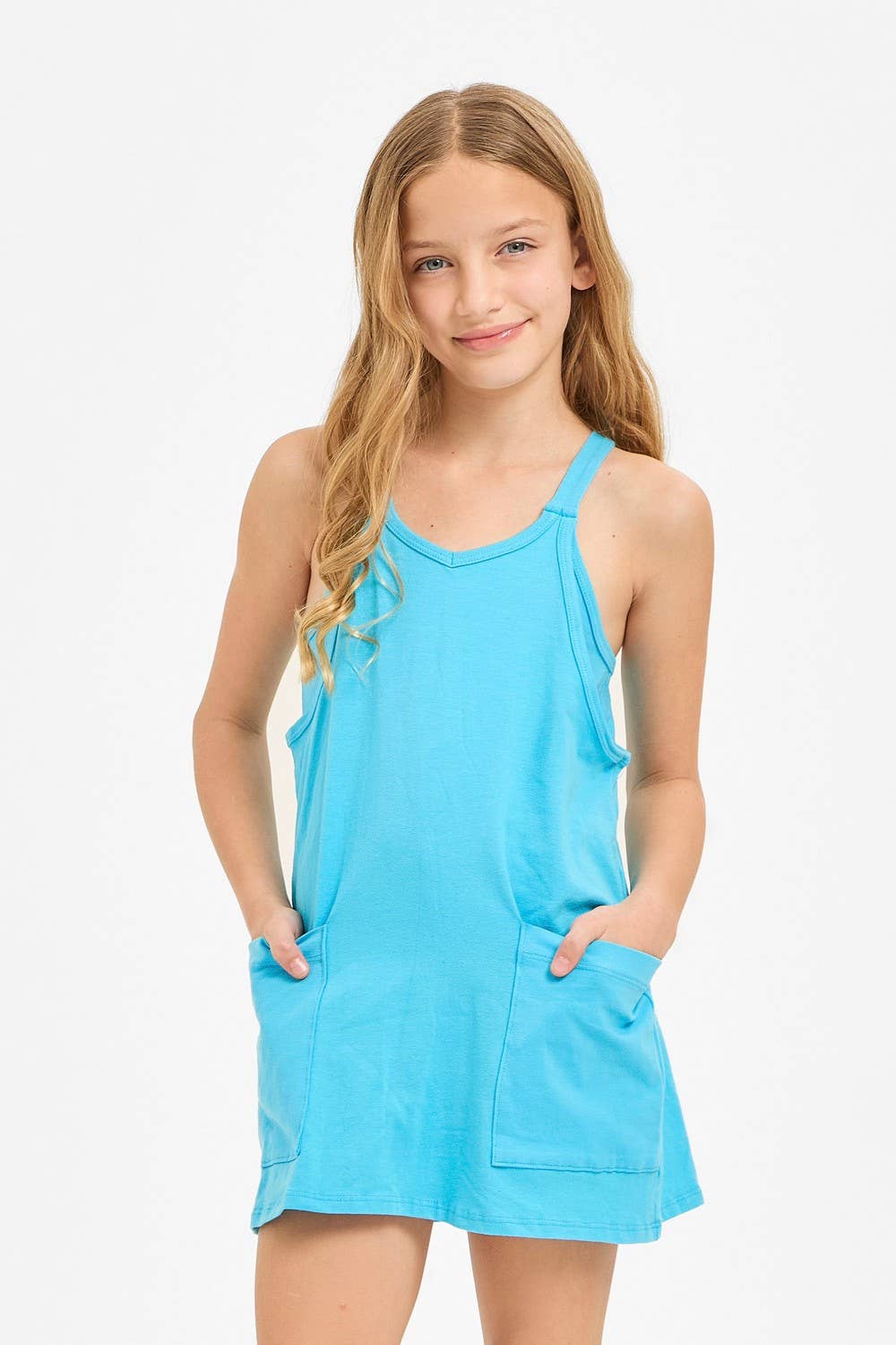 Kids Romper Dress Aqua