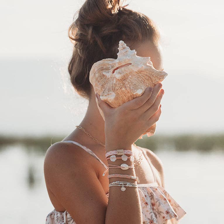 K'lani "Shimmer" Coral with Shell Hair Tie Bracelets