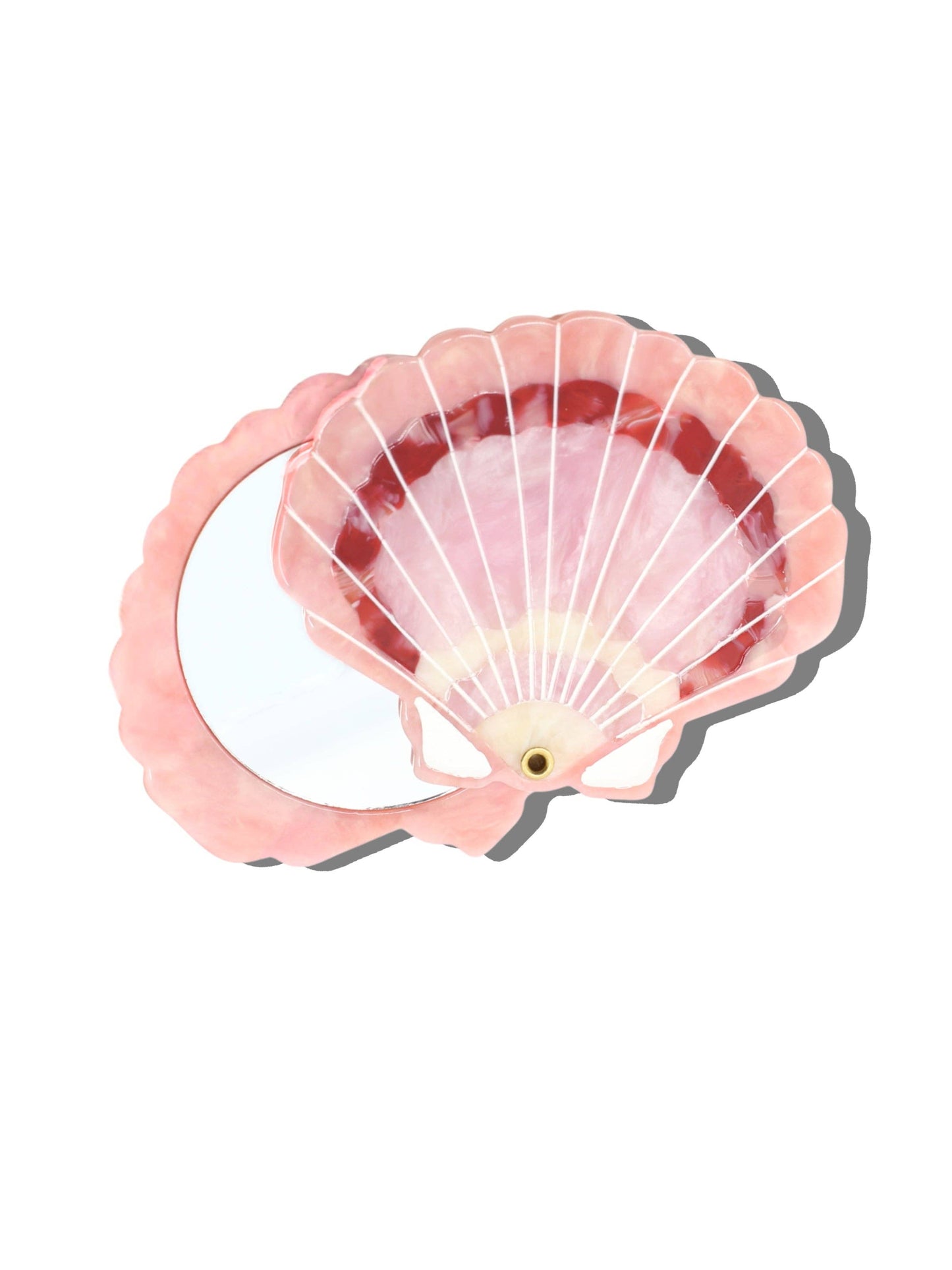 Solar Eclipse Hand-Painted Sunset Seashell Compact Mirror
