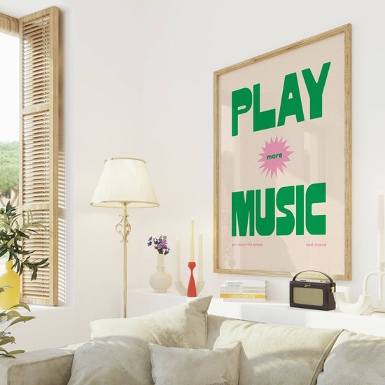 Load image into Gallery viewer, Play More Music Print Green
