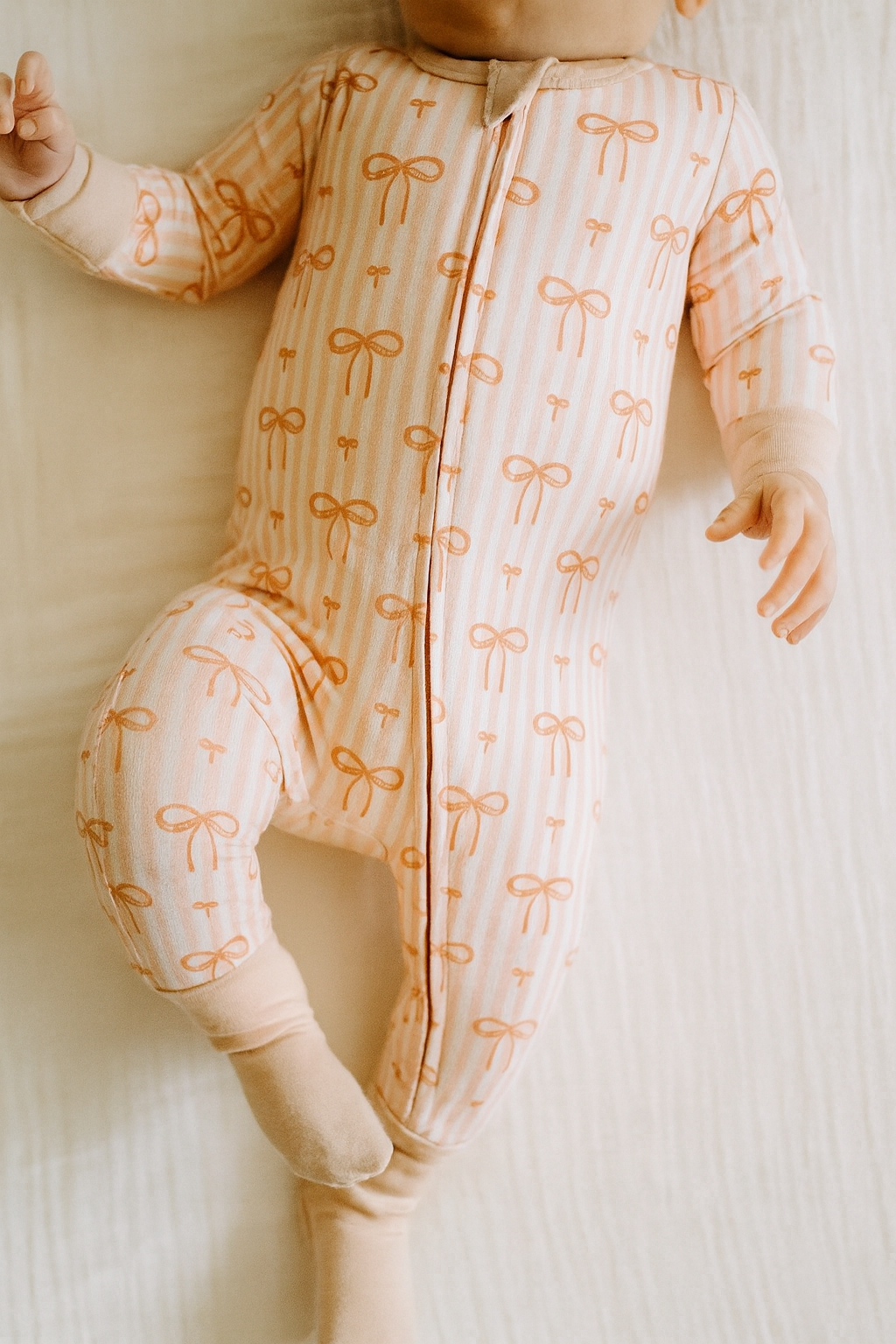 Bow Stripe Bamboo Baby Pajamas