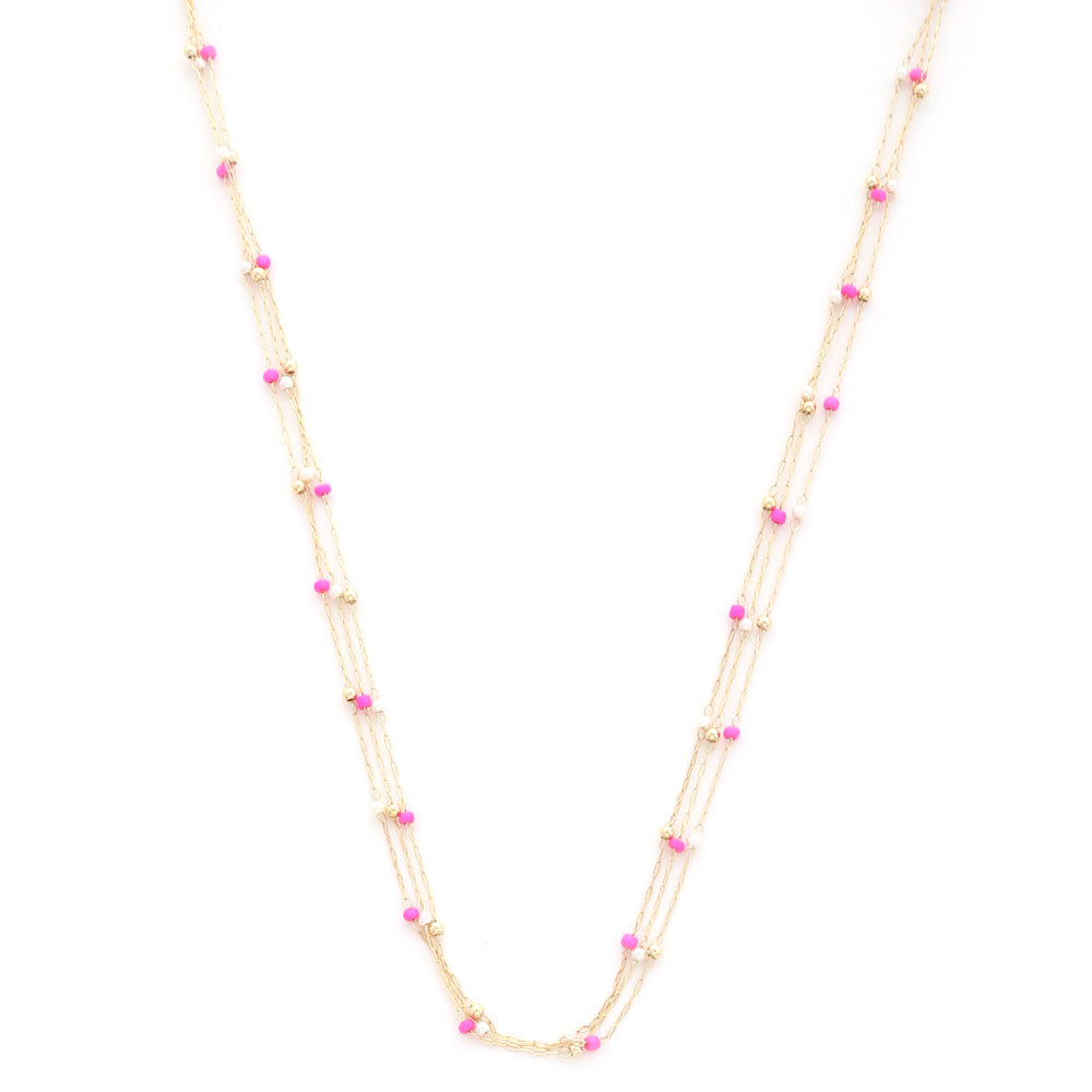 Dainty Layered Necklace Pink