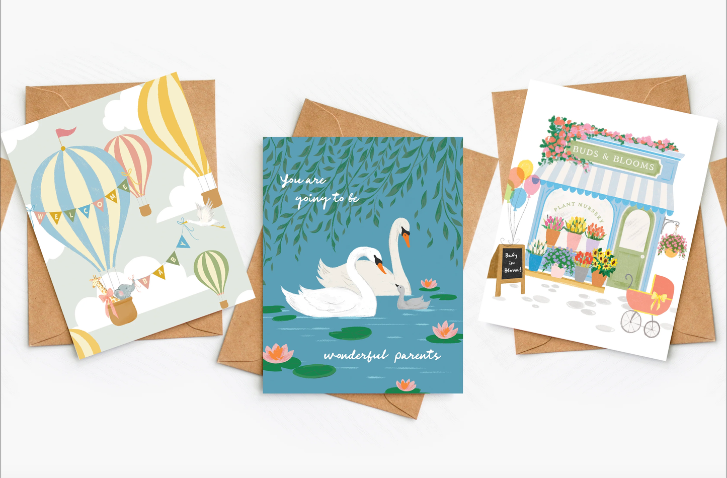 Hot Air Balloon Baby Card